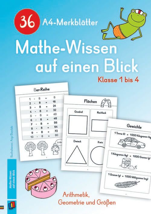 36 A4-Merkblätter Mathe-Wissen auf einen Blick - Klasse 1-4 - Arithmetik, Geometrie und Größen