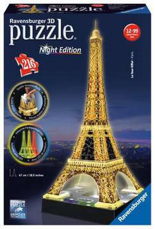 Puzzle - Eiffelturm bei Nacht - Ravensburger 3D Puzzle, 216 Teile