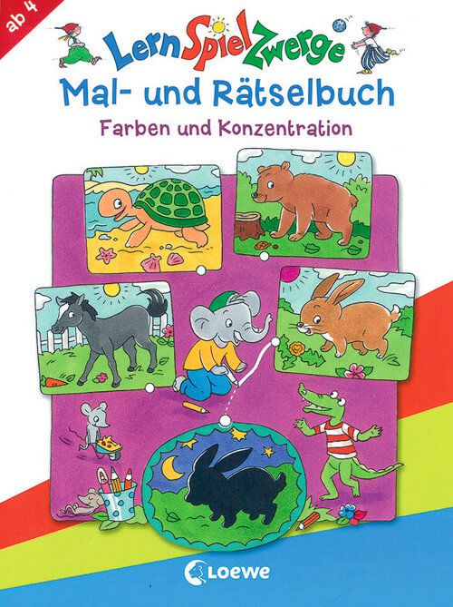 Mal- und Rätselbuch - Farben und Konzentration - LernSpielZwerge