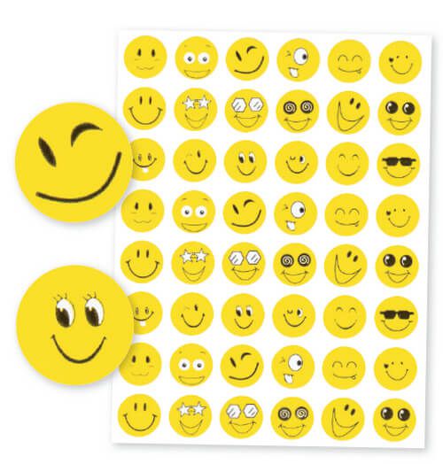 Belobigungs-Aufkleber, „Gesicht gelb”, 288 Stück