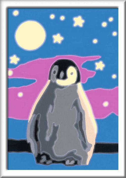 Kleiner Pinguin Leuchtfarbe — Malen nach Zahlen